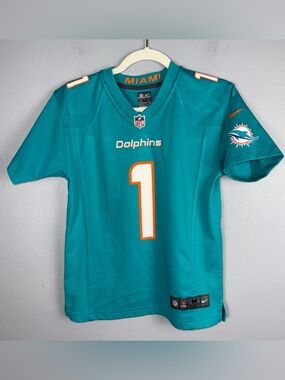 Nike NFL Miami Dolphins Tua Tagovailoa #1 Youth Football Jersey Medium Teal READ